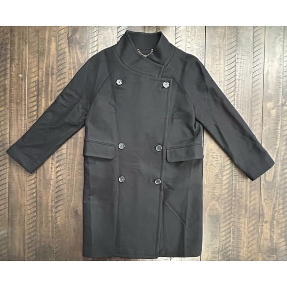 J.CREW Jackets & Blazers - J.CREW Black Double-Breasted Long Coat Wool Cashmere Blend Collared Women 8